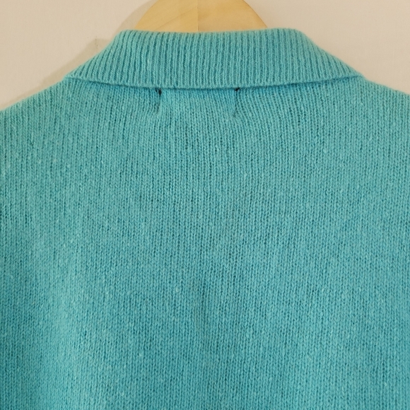 Beldoch Popper Women's Royal Blue Lambswool Angora Full-Zip Sweater Sz S Collar - Picture 6 of 10